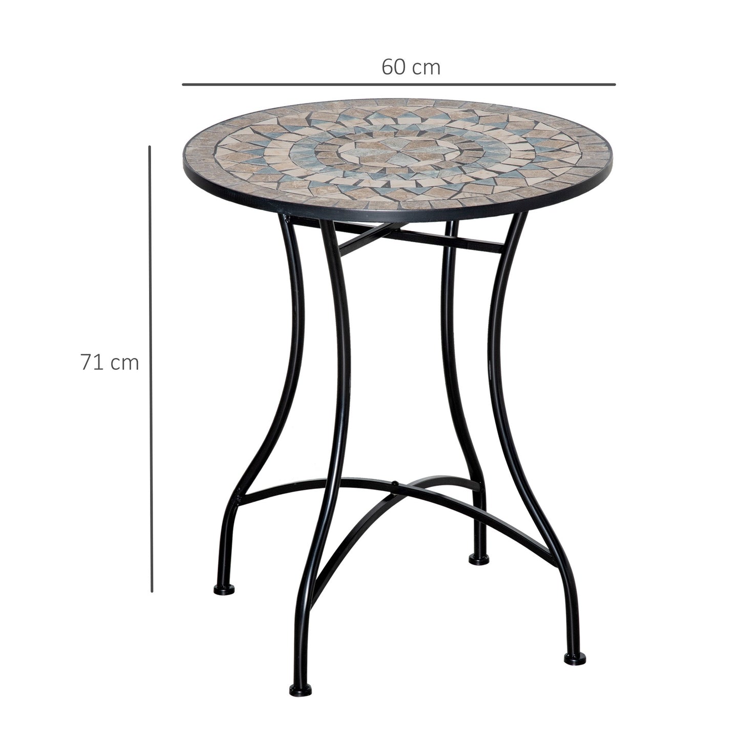 Outsunny Î¦60cm Mosaic Outdoor Patio Table - Green