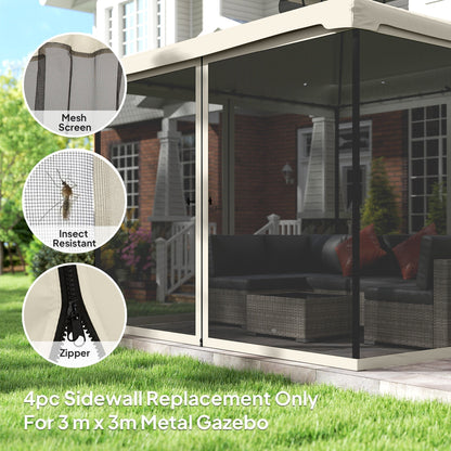 Outsunny 302 x 207cm Universal Replacement Mesh Sidewall Netting for Patio Gazebos and Canopy Tents, (Sidewall Only) Beige