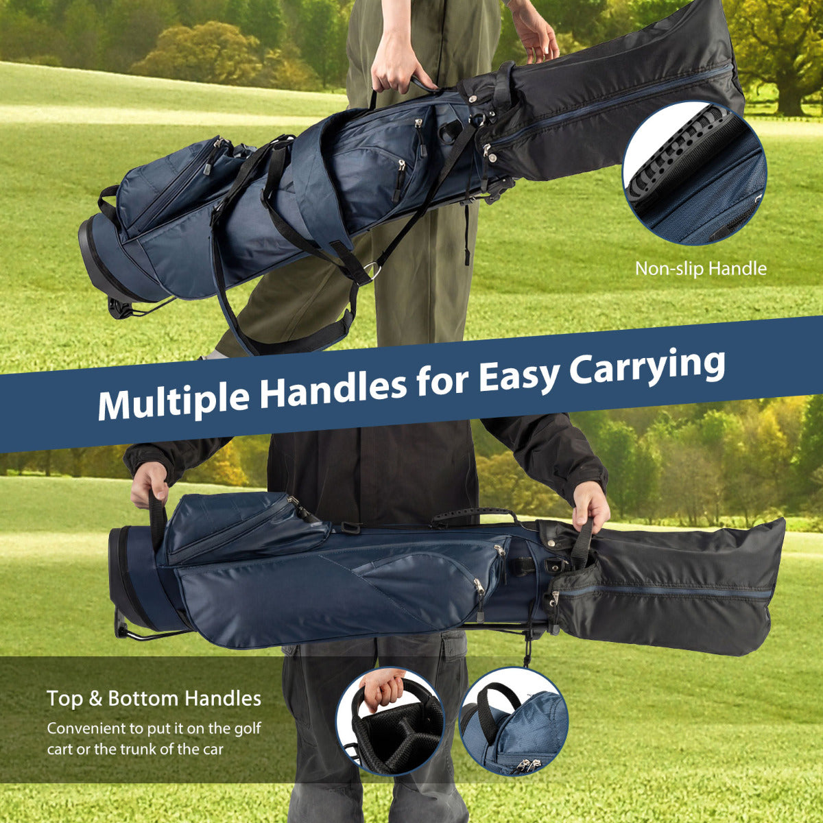 Golf Stand Bag with 4 Way Dividers-Blue