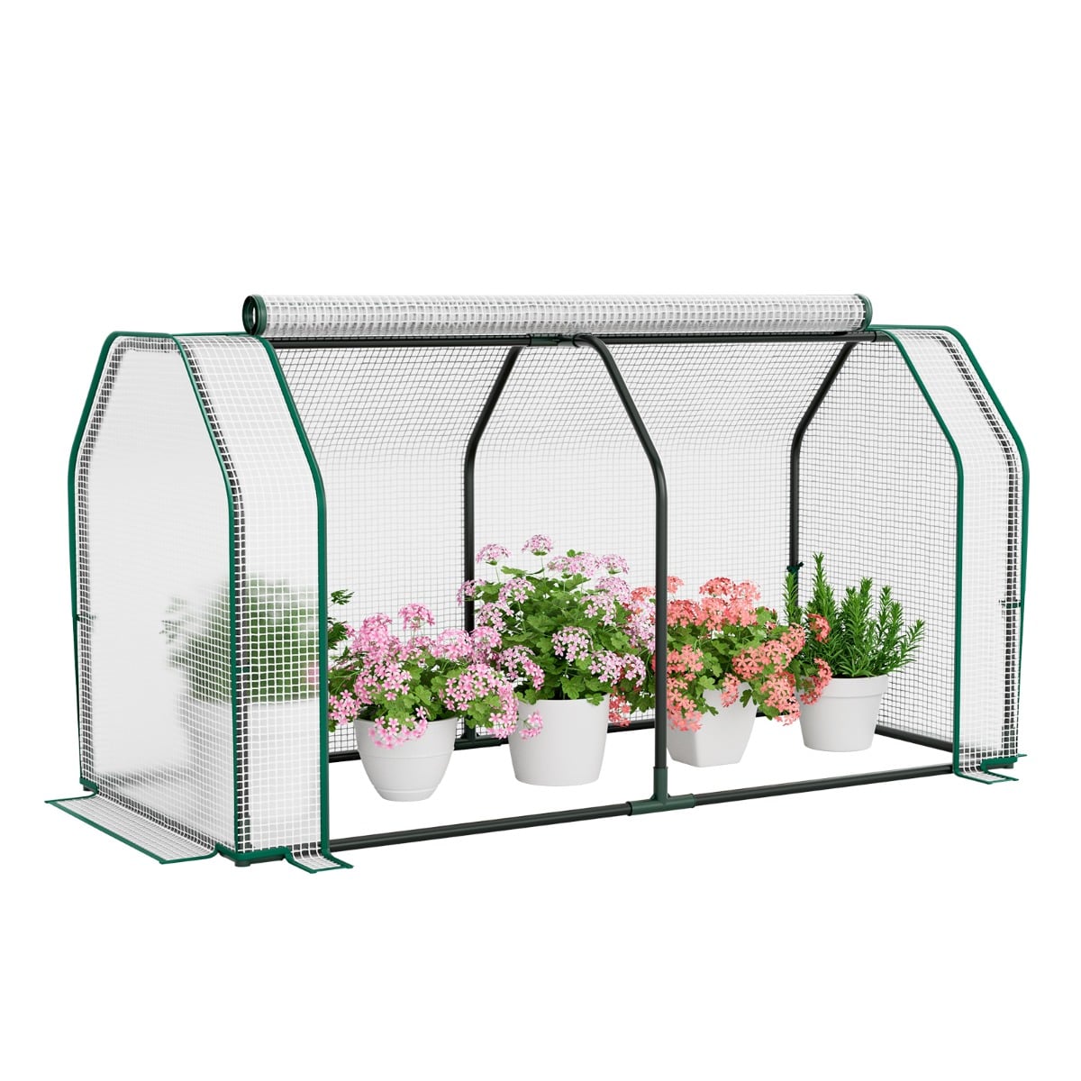 Portable Mini Greenhouse with Roll-Up Zippered Door