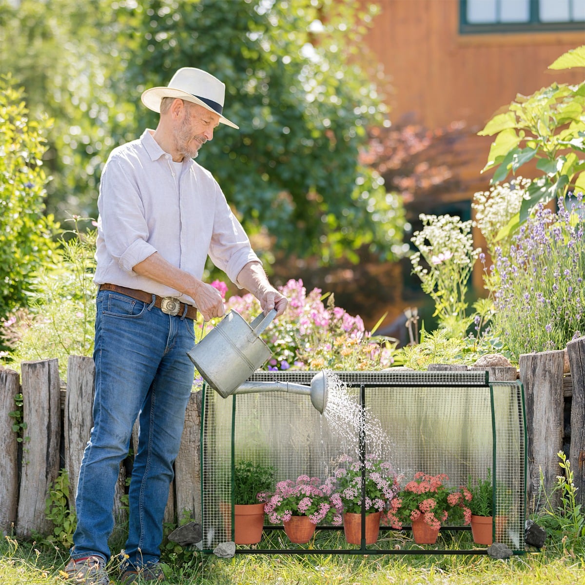 Portable Mini Greenhouse with Roll-Up Zippered Door