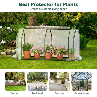Portable Mini Greenhouse with Roll-Up Zippered Door