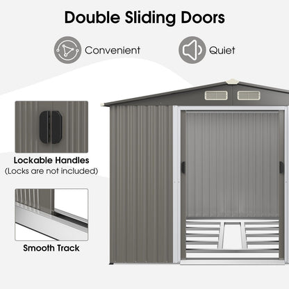 Outdoor Storage Shed with Foundation for Garden Yard-Dark Grey