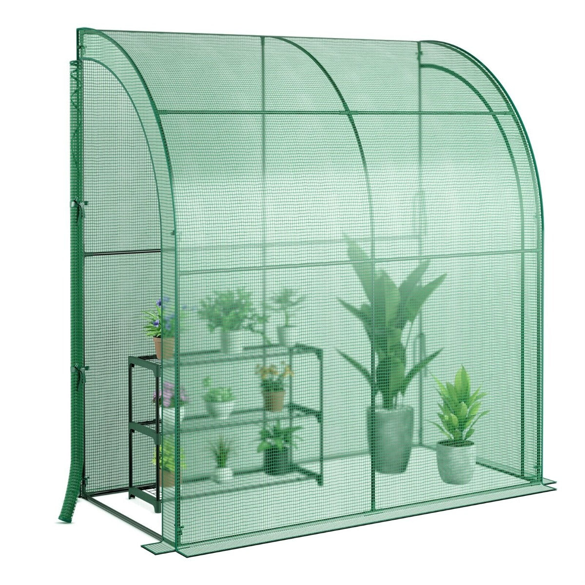 200 x 100 x 215cm Walk in Greenhouse with 3-Tier Plant Stand