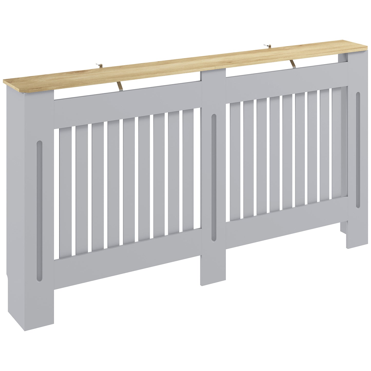 HOMCOM Slatted Radiator Cover, Painted Cabinet with Line Grill Design, 152L Ã 19W Ã 81H cm, Grey