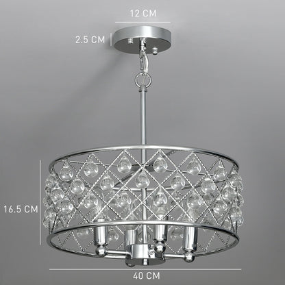 HOMCOM 51 Crystallite Four-Bulb Chandelier - Silver-Tone
