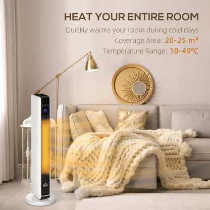 HOMCOM 1100W/2200W Space Heater with 65Â° Oscillation, Electric Heater with 2 Heat and Fan, 8-Hour Timer, Overheat & Tip Over Protection for Bedroom, 29 inch