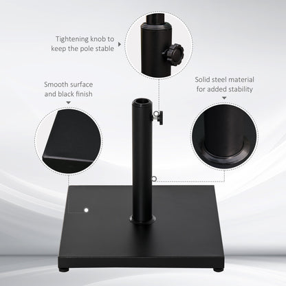 Outsunny Î¦35/38/48MM 18KG Steel Square Parasol Stand Base w/ Adjustable Knob Umbrella Stand Garden Patio Outdoor Home, Black