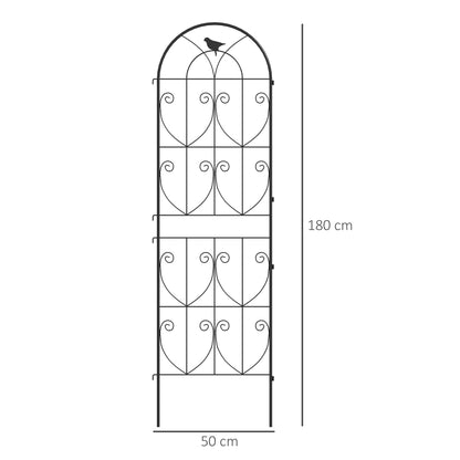 Outsunny Set of 2 Garden Trellis, Metal Fence Panels for Climbing Outdoor Plants, Flowers, 180 x 50cm
