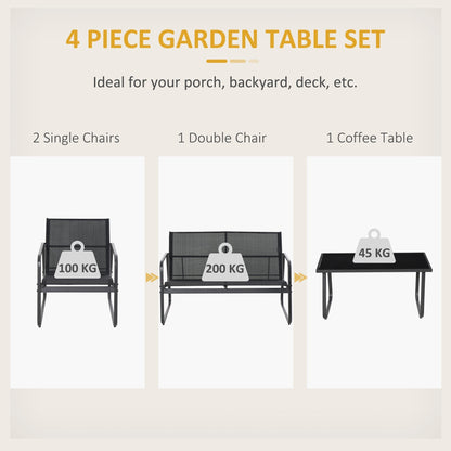 Outsunny Four-Piece Minimalistic Garden Sofa Set - Black