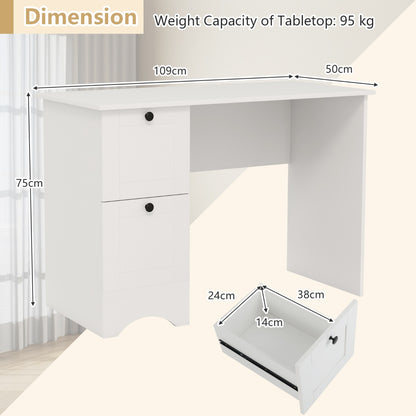 Home Office Writing Desk with 2 Drawers-White