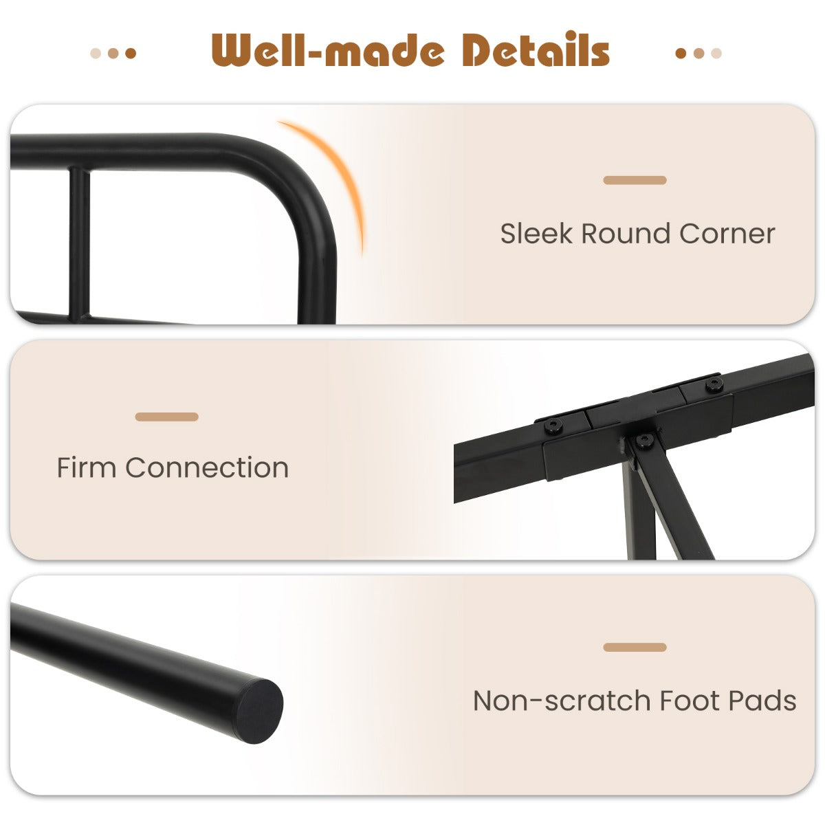 Single/Double/King Bed Frame with Industrial Headboard-Single Size