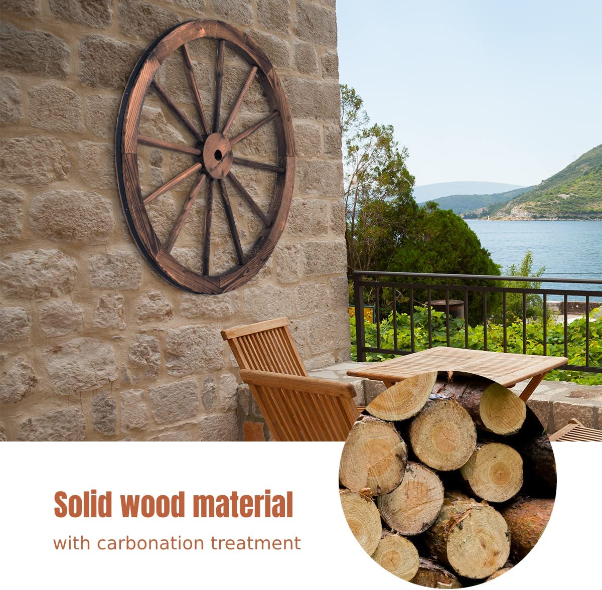 76cm Decorative Wooden Wheels Set of 2
