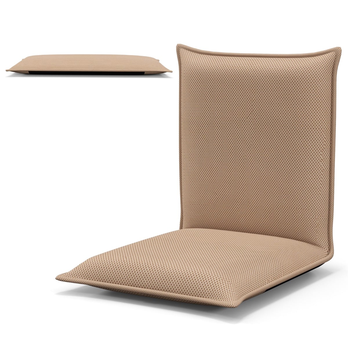 Folding Floor Chair with Reclining Function and 6 Adjustable Positions-Khaki