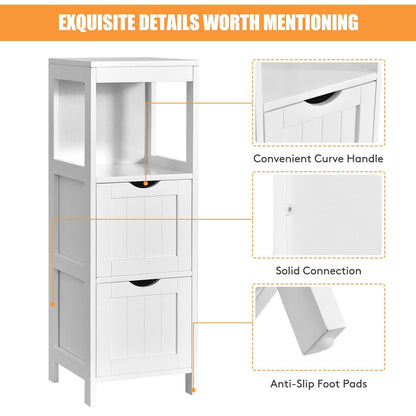 Bathroom Storage Cabinet with 2 Removable Drawers and Open Shelf-White