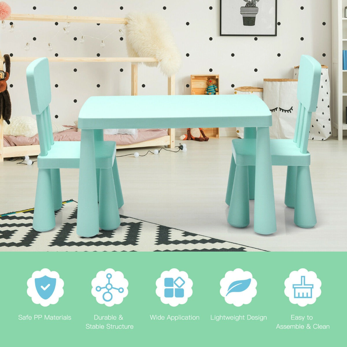 Children's Multi Activity Table and Chair Set-Green