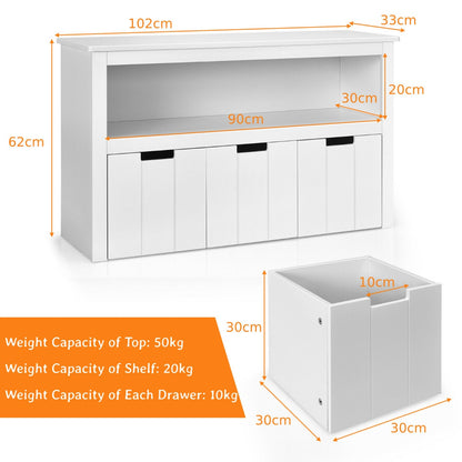 3 Drawer Kids Storage Cabinet with Open Shelf