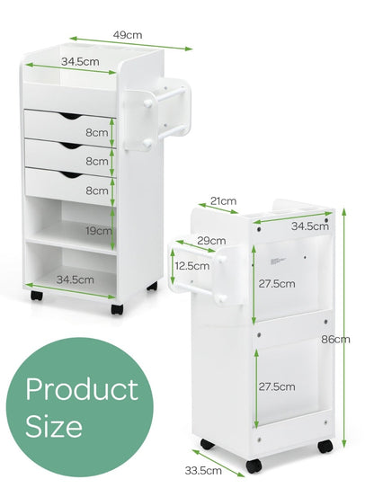 Craft Storage Cart with Mobile Drawers Shelves for Living Room