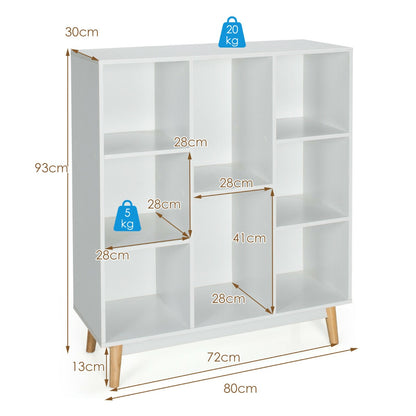 8-Cube Storage Organizer with 2 Anti-Tipping Mechanisms-White