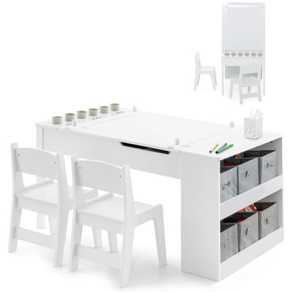2-in-1 Kids Art Table Set with Chairs-White