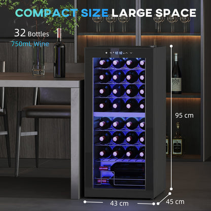 HOMCOM 32 Bottle Dual Zone 5-18â„ƒ Wine Fridge - Black