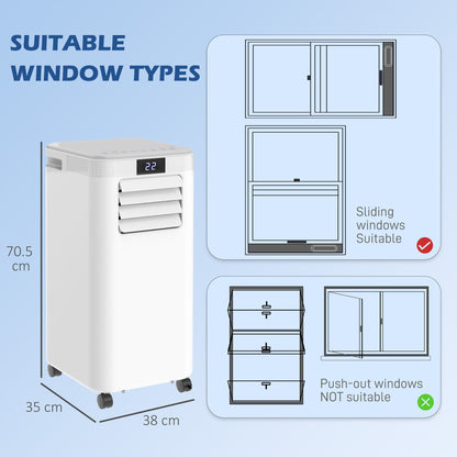 HOMCOM 8000 BTU Air Conditioning Unit, 3-in-1 Portable Air Conditioner, Dehumidifier, Cooling Fan with Remote Control, Digital Display, 2 Speeds, 24H Timer, Window Venting Kit, 18mÂ²