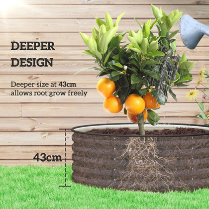 Outsunny Galvanised Raised Garden Bed with Safety Edging, Outdoor Raised Planter Box with Gloves, 120 x 120 x 43cm, Cream White