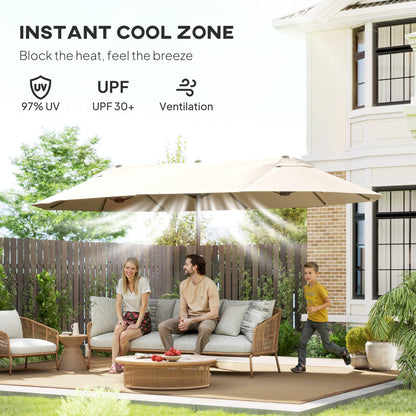 Outsunny 4.6m Double Garden Parasol - Beige