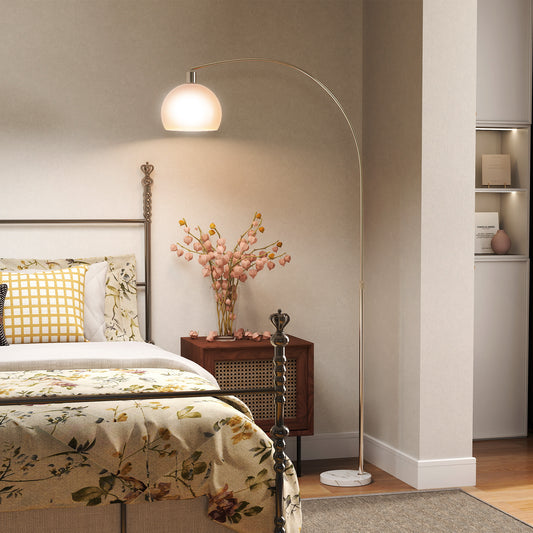 HOMCOM Floor Lamp for Living Room, Modern Standing Lamp with Shade & Foot Switch for Bedroom, Office, White
