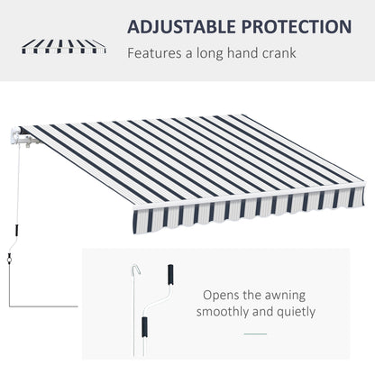 Outsunny Manual Retractable Awning, 4x3 m-Blue/White