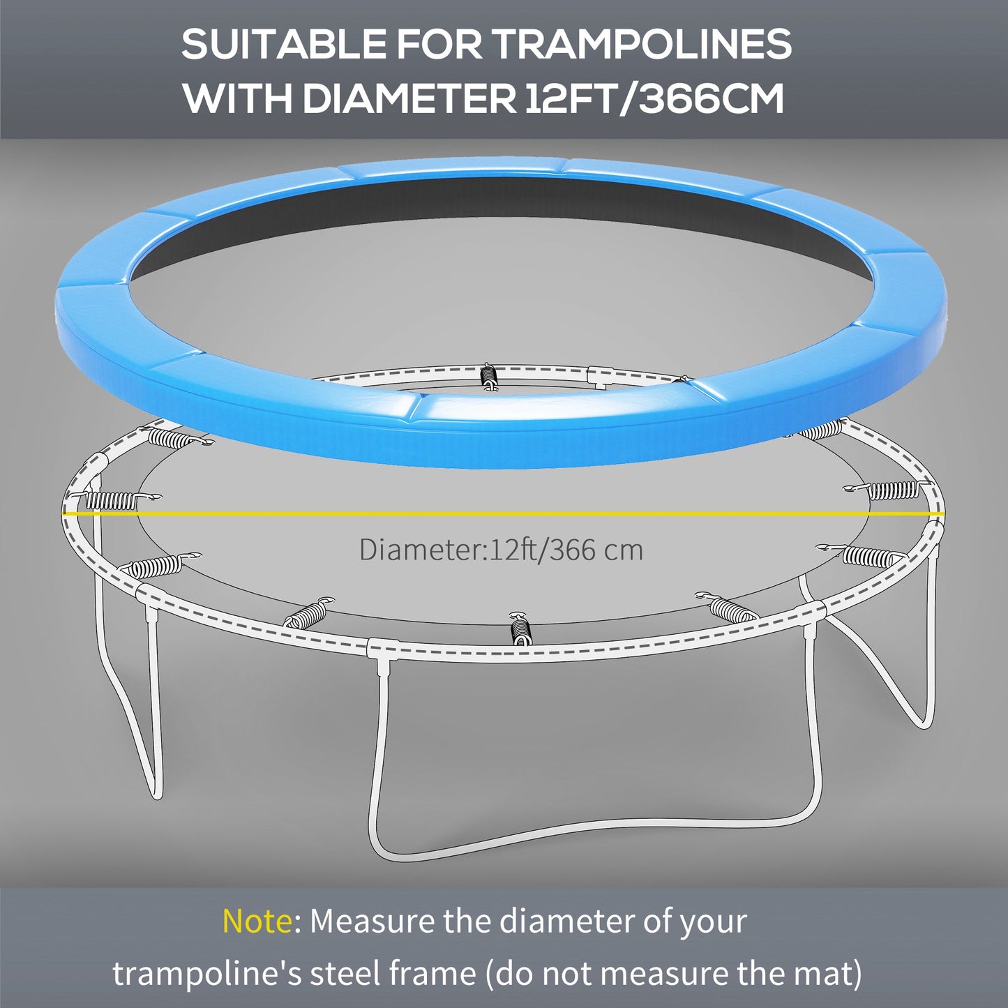 HOMCOM 12ft Trampoline Accessories Safety Pad Î¦366cm Replacement Surround Padding Thick Foam Pads Light Blue