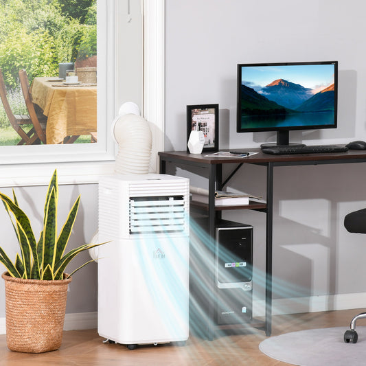HOMCOM 7000 BTU Portable Air Conditioner for Cooling Dehumidifier Fan, Air Conditioning Unit for Room up to 26mÂ², with Remote, 24H Timer, Window Mount Kit, R290, A Energy Efficiency, 785W
