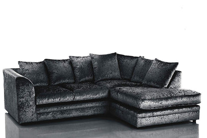 Arabia Crushed Velvet Corner Sofa - Silver, Black, Mink