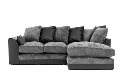 Aruba Black and Grey Chenille Fabric Corner Sofa