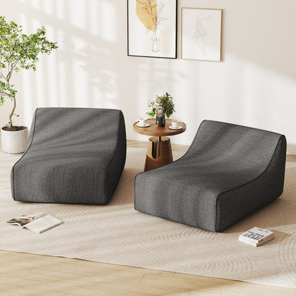 Inflatable Lounge Chair Ergonomic Blow Up Lazy Sofa with Detachable Cover and Anti-Slip Base-Grey