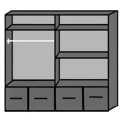 INAGU 4 Door 4 Drawer Mirrored Wardrobe White 180cm