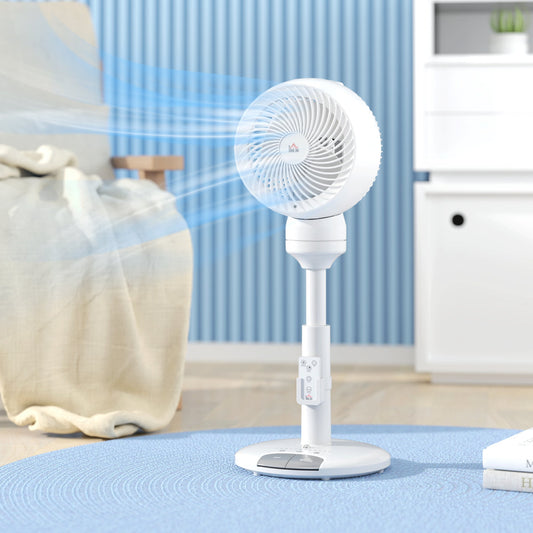 HOMCOM 9'' Air Circulator Fan 3 Speed 3 Mode, 70 degrees Oscillation 90 degrees Vertical Tilt, Remote Controller, for Living Room, Bedroom, Office, White