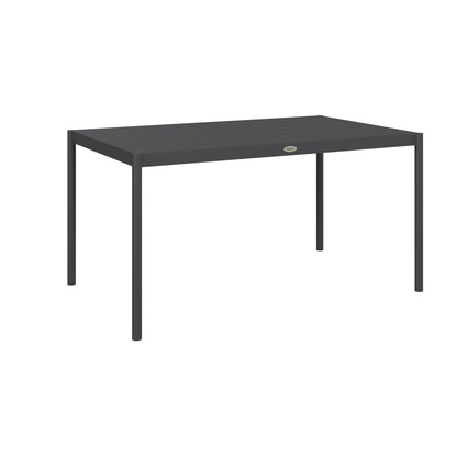 Outsunny Six-Seater Outdoor Table with Slatted Aluminium Top and Steel Legs