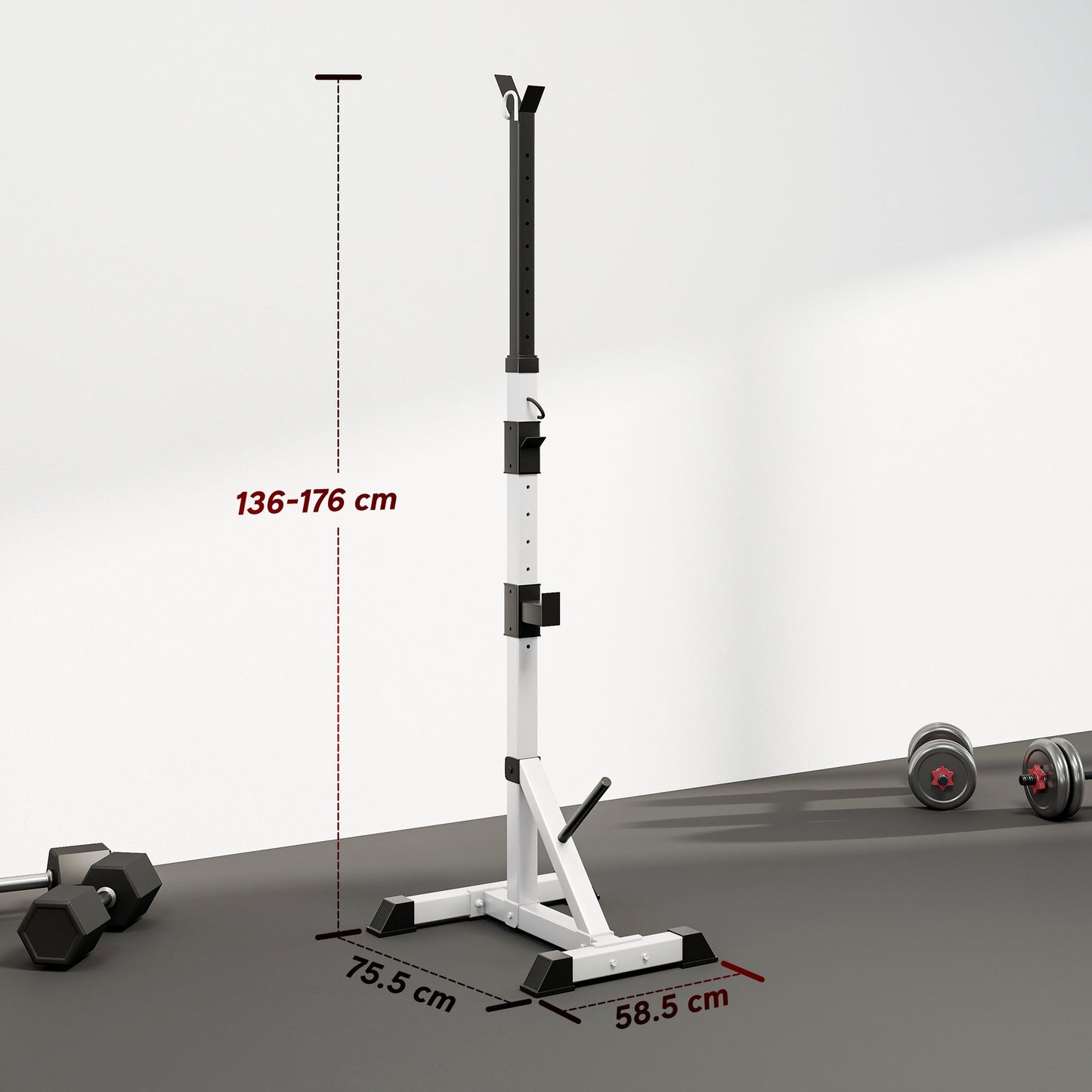 HOMCOM Weights Bar Barbell Rack Squat Stand Adjustable Portable Weight Lifting Max Load 200kg, Suitable For Home Gym Training Work Out