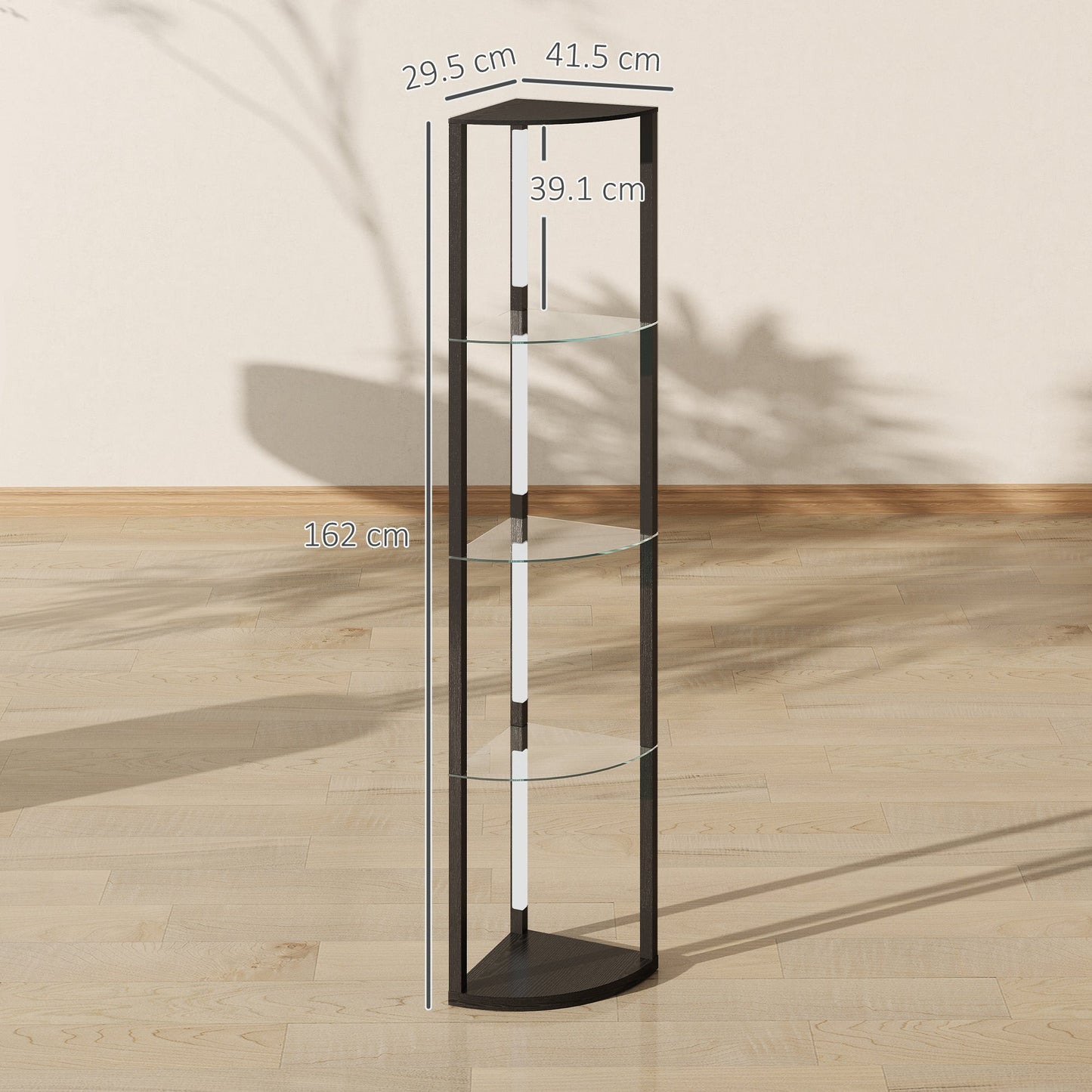 HOMCOM LED Floor Lamp with Shelves, Dimmable Standing Lamp with Foot Switch for Living Room, Bedroom, Black