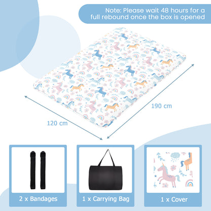 Japanese Floor Mattress with Washable Cover and Carry Bag-Rainbow-Compact Double