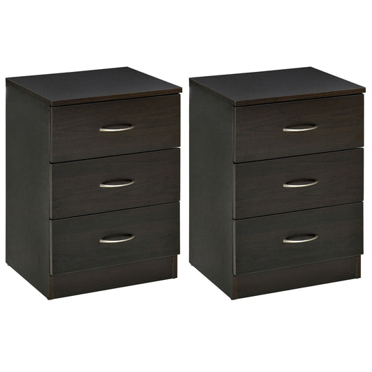 HOMCOM Bedside Cabinet with Drawer and Shelf, White Bedside Table for Bedroom, Living Room, Nightstand Side Table with Metal Rail Set of 2