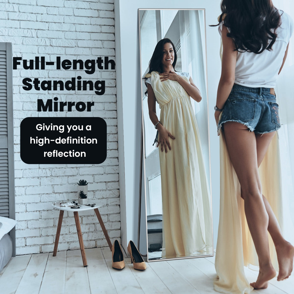160 x 40cm Full Length Mirror with Shatter-proof Glass-Silver