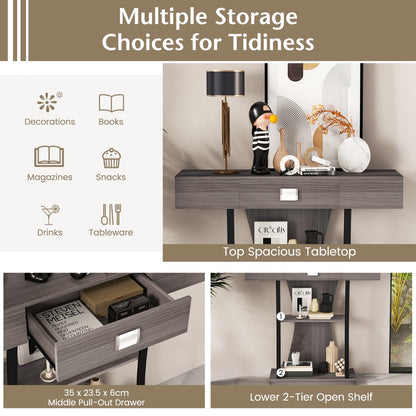 T-Shaped Console Table for Small Space-Grey