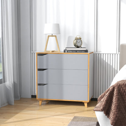 Modern 3 Drawer Chest Dresser with Large Storage Capacity Embedded Handle-Grey
