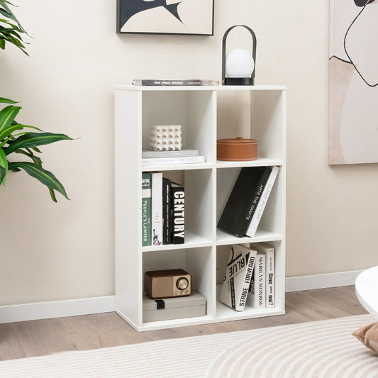 6-Cube Bookshelf Bookcase with 2 Anti-Tipping Kits for Living Room-White