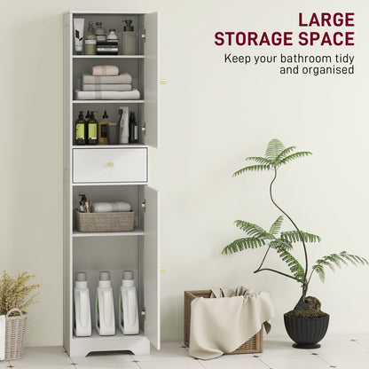 HOMCOM Tall Bathroom Cabinet with Arched Doors - White