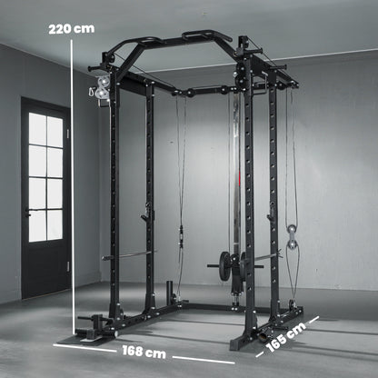 SPORTNOW Lat Pull-Down Home Gym Machine with Cable Crossover for Home Strength Training, Black