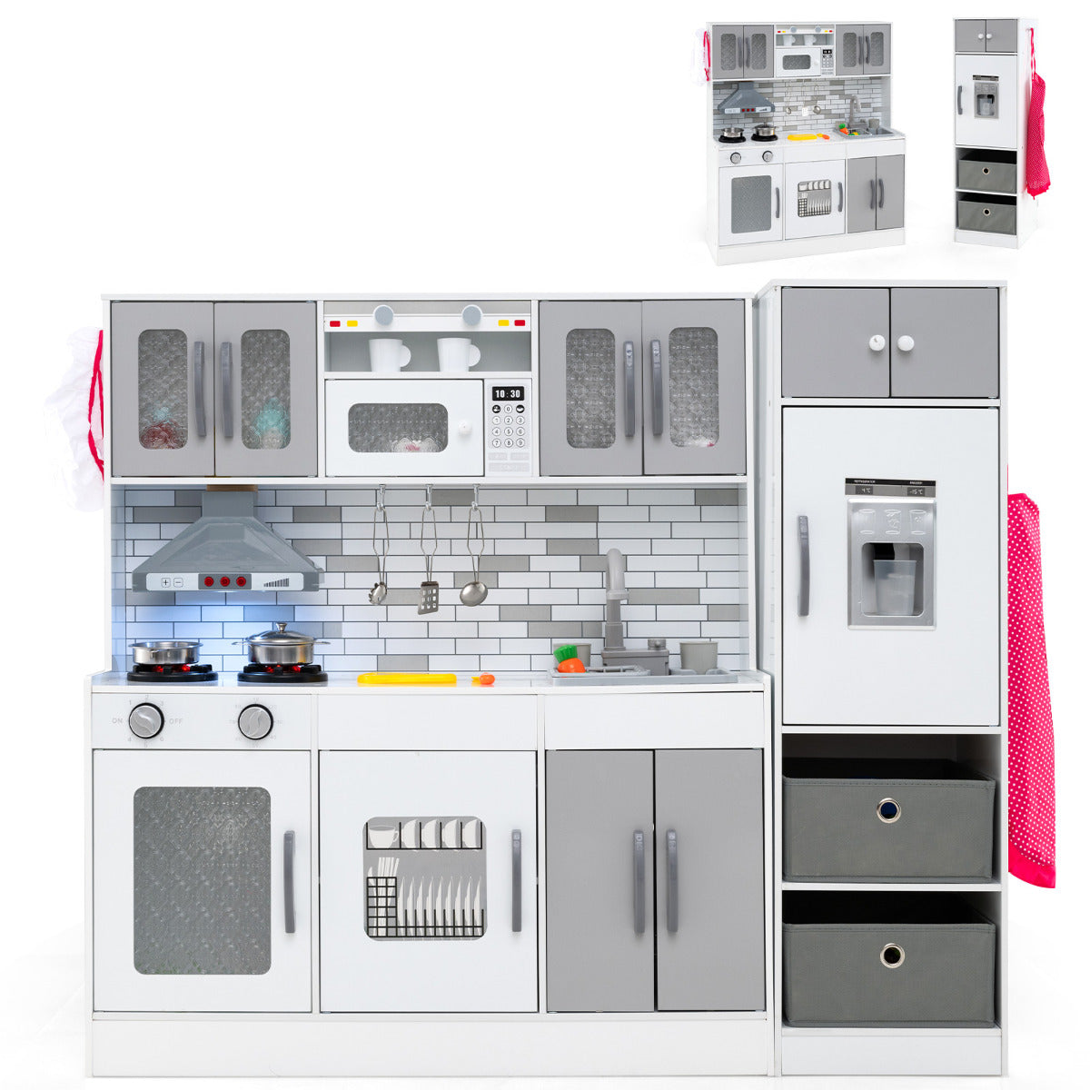 Kids Kitchen Playset with Lights and Sounds-Grey