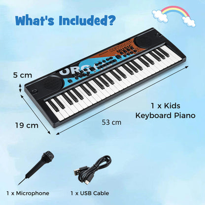 49 Keys Portable Kids Piano Keyboard-Black